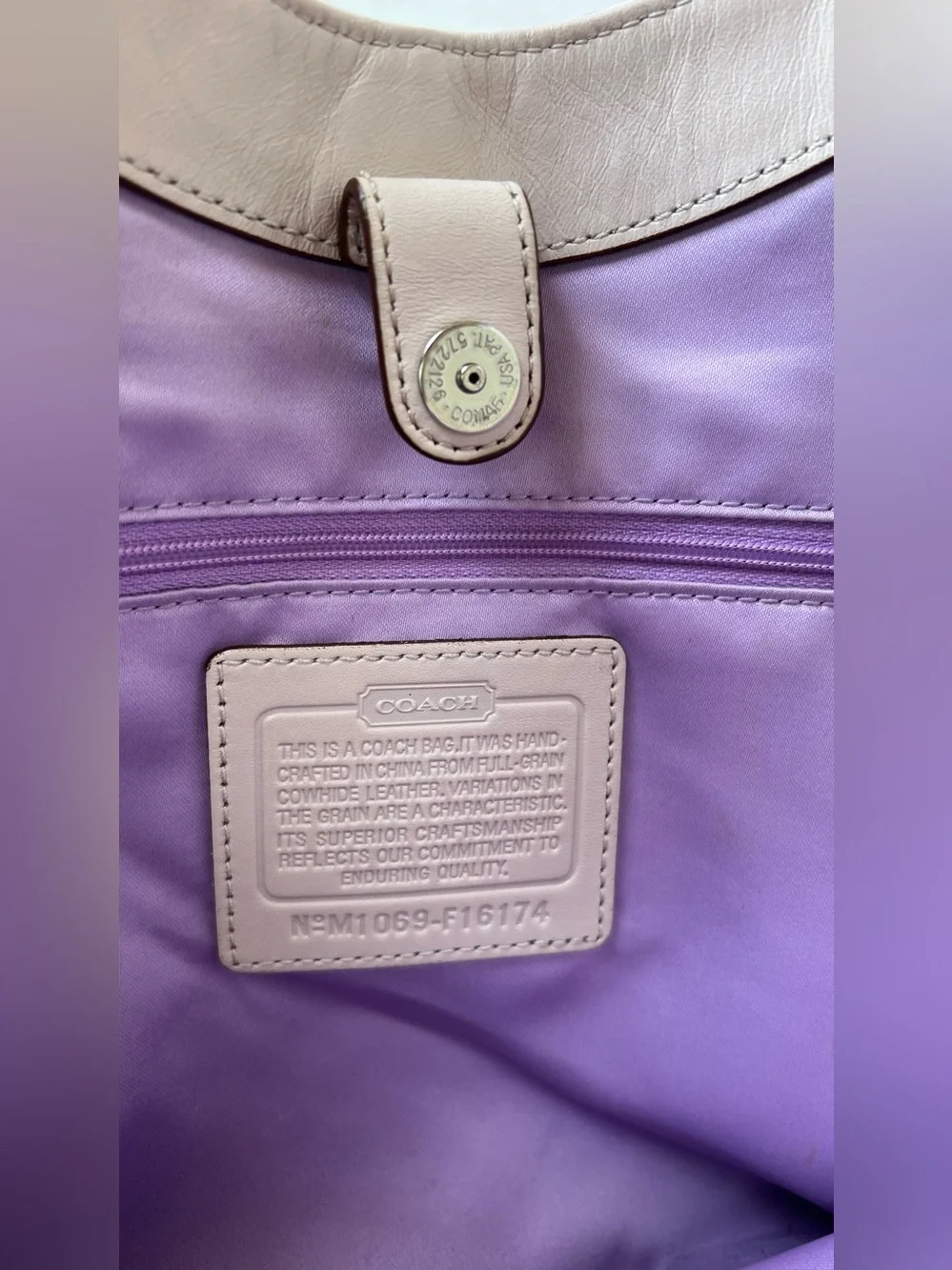 Coach Carly Tote F16174 Pearlized Champagne Shell Leather Shoulder Bag Large